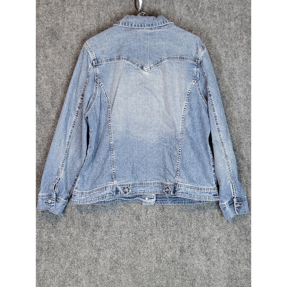 Dressbarn Denim Jacket Women's 2X Blue Sequin Embellished Jean Coat Cottagecore - Picture 2 of 10